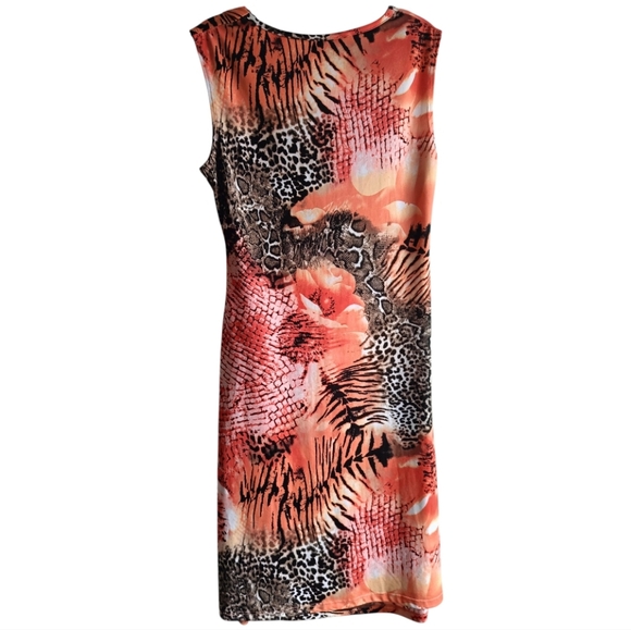 L🌞Elegant Animal Print Midi Faux Wrap Dress - Multicolor - Picture 6 of 8